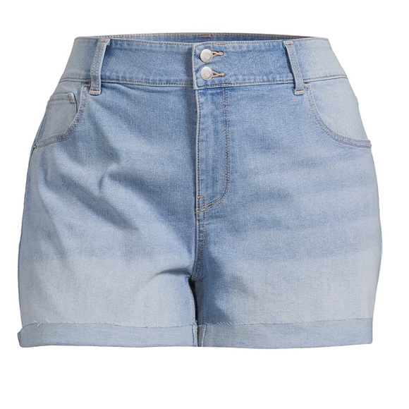 Midrise Double Button Shorts. Color: light enzyme. - Picture 6 of 6
